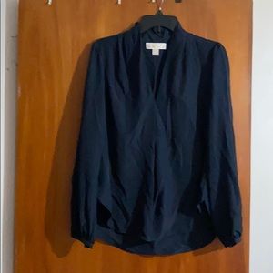 NWOT Michael Kors V Neck Navy Blouse